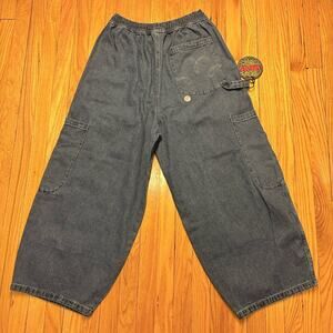NWT Meals Clothing Chef Pants Baggy Blue Jeans Made in USA Medium Unisex Cargo